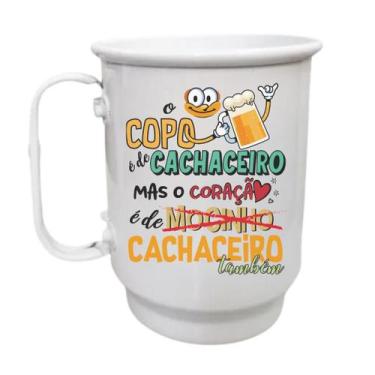 Imagem de Caneca Alumínio 500ml Cerveja O copo é de cachaceira mas o - LARANJA E