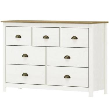 Imagem de Comoda 7 Gavetas Madeira Maciça 125 cm 9174 Branco Freijo Milani Store