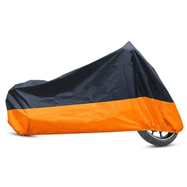 Imagem de uxcell XXXL 180 T capa de motocicleta de proteção contra chuva preta + scooter laranja 116" para Honda Victory Kawasaki Yamaha Suzuki Harley Davidson