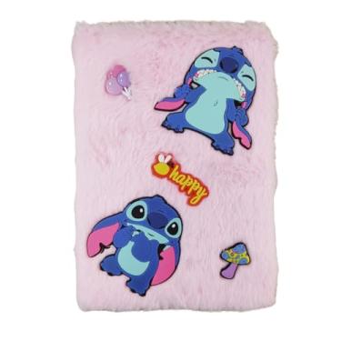 Imagem de Caderno Stitch de Pelúcia, 80 Folhas, 21 cm, Capa Decorada, Cores Sortidas (Rosa)