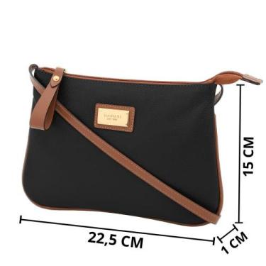 Imagem de Bolsa Feminina de Couro Mariart 199, Preto, Camel
