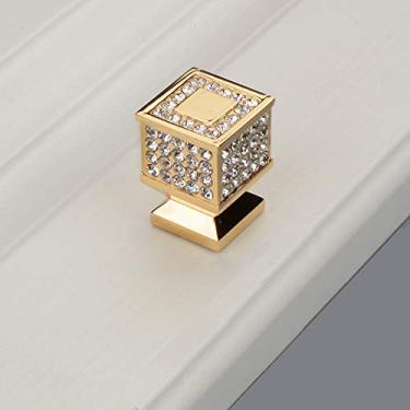Imagem de Puxador de armário estilo europeu, com cristal de strass, 1 peça, puxadores de gaveta, maçanetas, puxadores de móveis quadrados de furo único, puxadores de hardware, com parafusos, maçaneta de porta