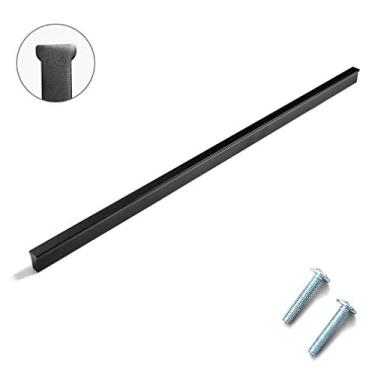 Imagem de Puxador em T para móveis simples e modernos, puxadores de porta de armário de gaveta de banheiro de liga de alumínio, puxadores de armário de guarda-roupa de cômoda, com parafusos, preto fosco (centro