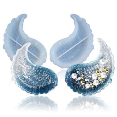 Imagem de Molde de resina de prato de asa de anjo, 2 peças de molde de bandeja de joias de silicone para resina epóxi, argila de polímero e cimento de concreto