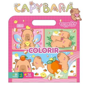 Imagem de Álbum para Colorir CapyClub Maleta Capivara 16 Páginas + 50 Adesivos -