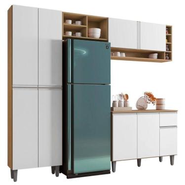 Imagem de Cozinha Modulada Completa 4 Peças Vanessa Amendoa Branco Ajl