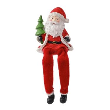 Imagem de oshhni Boneco de Papai Noel sentado, boneco de Natal, decoração de mesa, de Papai Noel de perna longa, decoração de Natal para lareira, Esquerda Segurando árvore