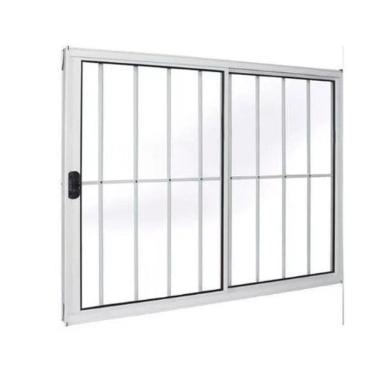 Imagem de Janela 120x150 2 Folhas c/Grade - Alumínio Branco - Linha 18 Modular