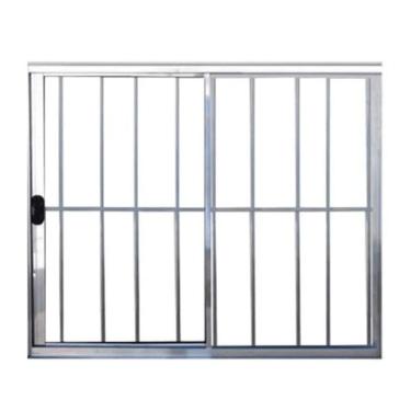 Imagem de Janela 120x200 2 Folhas c/Grade - Alumínio Brilhante - Linha 18 Modular