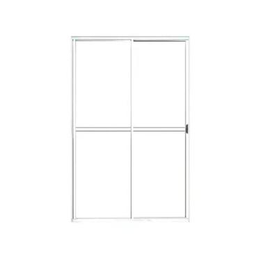 Imagem de Porta Balcão 210x120 2 Folhas Vidro - Alumínio Branco - Linha 20 Normatizada 