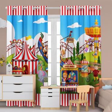 Imagem de Cortina Infantil Decorativa, 300x220cm, Poliéster, 2 Folhas, Estampada, para Quarto de Bebê e Criança (PARQUE DE DIVERSOES)