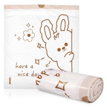 Imagem de 60 peças, saco de lixo com estampa animal, sacos de lixo que não rasgam, saco de lixo com cordão de plástico impresso em animais para lixeira de 10 L, saco de lixo separado versátil para banheiro