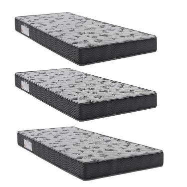 Imagem de Kit 3 Colchões Solteiro Ortobom D33 Iso 100 78x188x18 Grafite/branco Grafite/Branco