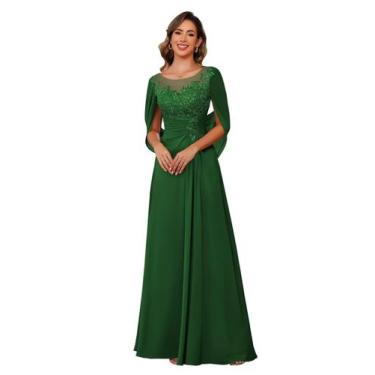 Imagem de Vestido de chiffon verde esmeralda RUMUGUYA para mãe da noiva