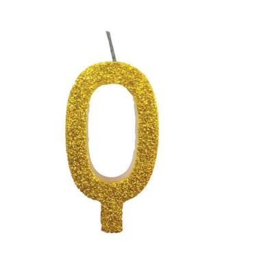 Imagem de Vela De Aniversário 0 Dourada Glitter
