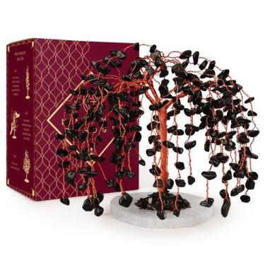 Imagem de Black Obsidian Crystal Tree of Life, cura de chakra, decoração de mesa