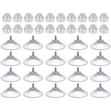 Imagem de LUMINFLY Ganchos transparentes de PVC com 20 ventosas, 40 mm (4 cm) com parafusos, 4,5 kg (9 417.6 g) para vidro, metal, espelho, superfícies de azulejo