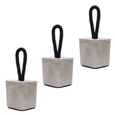 Imagem de Peso de Porta, Peso Calço Aparador de Porta Quadrado Concreto Cimento Cinza Corda Preta Nylon, 19cm(Kit 3 Unidade Calço Peso Porta)