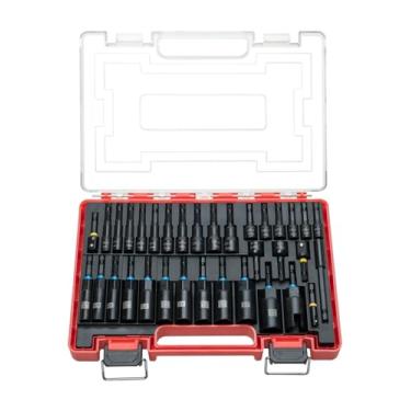Imagem de ROTATION Conjunto de soquetes de chave de impacto de 34 peças, SAE/brocas magnéticas métricas com soquetes profundos, adaptadores e barra de extensão, acessórios profissionais para ferramentas