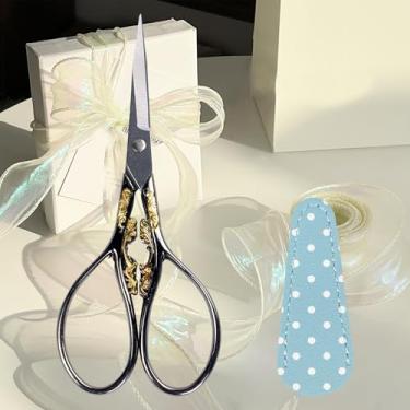 Imagem de Tesoura artesanal pequena estilo vintage de 11 cm, costura, bordado, corte de fio com capa, afiada, aço inoxidável, faça você mesmo, ferramenta de artesanato feminino
