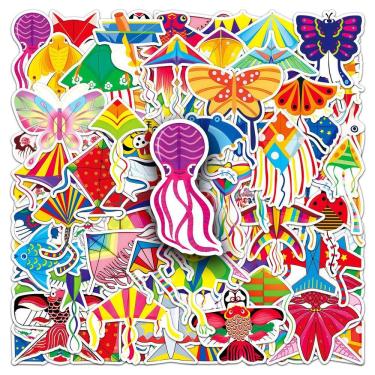 Imagem de Adesivos de pipa, 50 unidades, decalques coloridos e fofos de desenhos animados para doodle