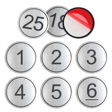 Imagem de NumRealm Números de armário de armário (5 cm/2") - Números de mesa de plástico ABS com fitas adesivas - Prata - Numerados de 1 a 50