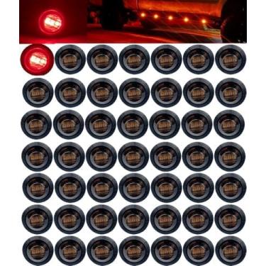 Imagem de Aokzeeo 50 peças de luz LED marcador de 9,5 cm vermelho fumado 3 luzes de reboque LED luzes indicadoras de marcador lateral luzes de folga luzes de sinal de botão lâmpadas de sinalização caminhão