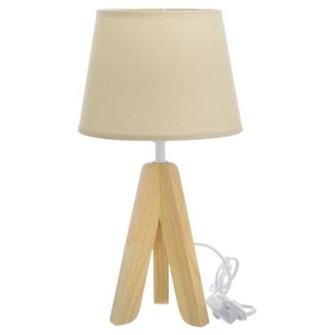 Imagem de Abajur Luminária De Mesa Madeira Decoração Sala Quarto Mesa de Cabeceira (Palha)