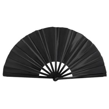 Imagem de Ventilador dobrável portátil de 33 cm, ventilador de rave grande de nylon preto, ventiladores de mão para mulheres, dobrável, ventilador de dança, ventilador de botas no chão, ventilador legal na rua