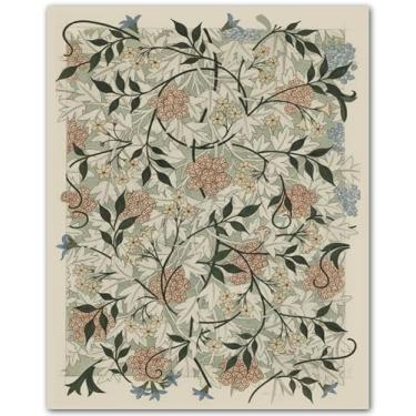 Imagem de ZUKIY Trio de arte de linha botânica elegante - conjunto de pôsteres sem moldura 20 x 25 cm - arte de parede botânica grande - impressões William Morris - Arte de linha neutra para sala de estar