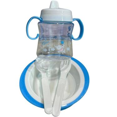 Imagem de Kit Refeição Papinha Infantil Criança Prato Bebê Colorido