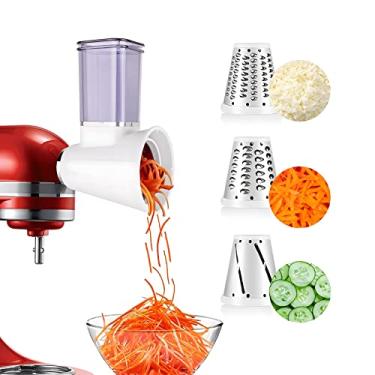 Imagem de Acessórios de Fatiador Ralador para Mixers Mesa Fatiadores Alimentos Queijo Acessório Salada Vegetal com 3 Lâminas Multifuncional Lavadora Pratos Mixe