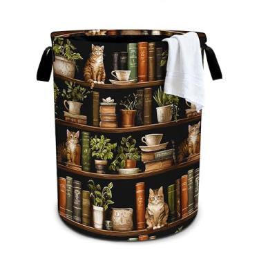 Imagem de Cesto de lavanderia de madeira para gatos, cesto de armazenamento, cesto de roupa dobrável, organizador de balde de roupas, 40 x 40 cm, para lavanderia, quarto/banheiro