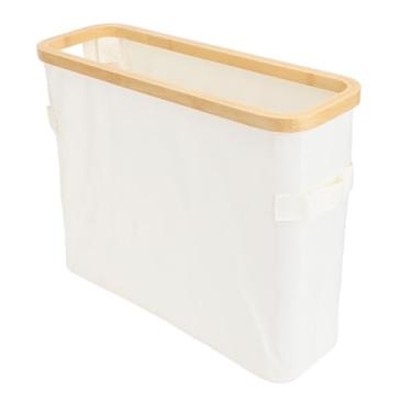 Imagem de Dioche Cesta de Armazenamento de Papel Higiênico Dobrável Em pé, Fácil Montagem, Recipiente de Papel Higiênico Com Alça de Tampa para Banheiro, Pano Oxford de Bambu 15 X 36 X 45 Cm (Bege)