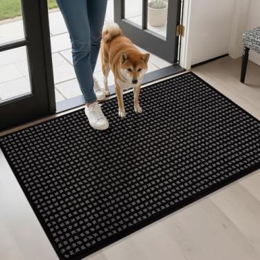 Imagem de hicorfe Tapete de porta interior Dirt Trapper, tapete de porta de boas-vindas de 61 cm x 89 cm, tapete de porta lavável, tapete de entrada de baixo perfil absorvente e resistente para porta traseira e