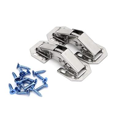 Imagem de Dobradiças 2 peças fácil montagem 90 graus escondida armário de cozinha armário dobradiças de porta molas