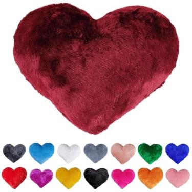 Imagem de Almofada de Pelúcia Coração Decorativa | Almofada Romântica Presente 40x35cm (Bordô)
