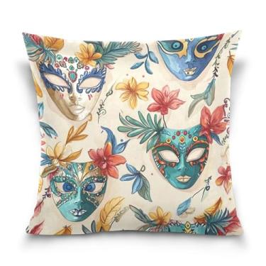 Imagem de Blueangle Capas de almofada padrão de máscaras de carnaval - 50 x 50 cm, decoração de férias de fazenda para sofá de casa (12)