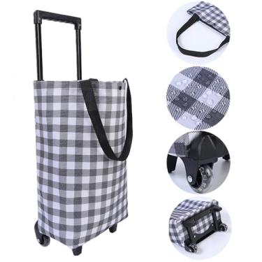 Imagem de Carrinho de compras pequeno dobrável, carrinho de compras com rodas, bolsa portátil dobrável, bolsa de rodinhas impermeável, bolsa de transporte para subir escadas para viajar, presente para mulheres
