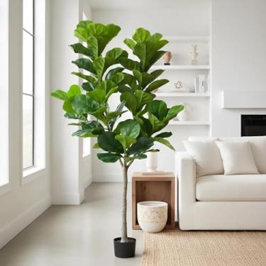 Imagem de Planta Artificial Ficus Lyrata Planta Real Toque 1.80 Metros, Folhas Verdes, Plantas para Decoração de Casa, Escritório, Cozinha, Sala De Estar, Plantas Artificiais Decorativas.