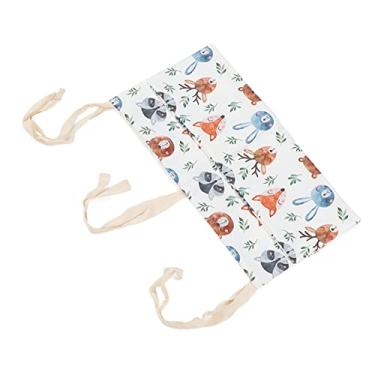 Imagem de Organizador de berço suspenso com impressão de alças ajustáveis ​​de algodão para armazenamento de cama de bebê Bolsa suspensa Organizador de fraldas com dois bolsos para berçário (Coelha)