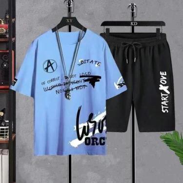 Imagem de Conjunto De Roupas Casuais De Verão Masculinas Oversized Y2K, Camiseta