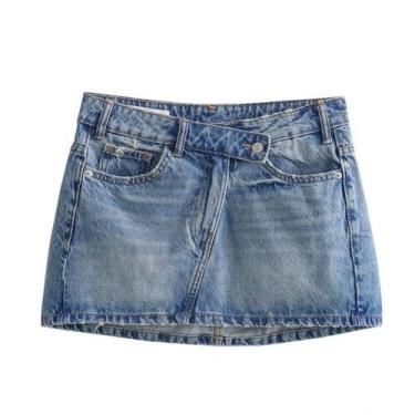 Imagem de Saia Mini De Jeans De Cintura Alta Para Mulheres, Casual E Chic Para P