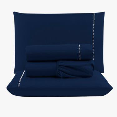 Imagem de Jogo De Lençol Peletizado 400 Fios Casal 4 Peças Barato - Casa - Hotel - Pousada - Royal