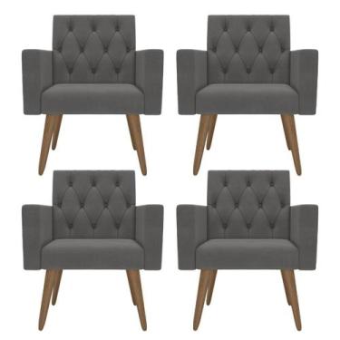 Imagem de Kit 4 Poltronas Capitonê Confortáveis Loja Recepção Sala - Móveis Mafe