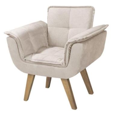 Imagem de Poltrona Opalla New Base Palito Tecido Bege - D SALLA