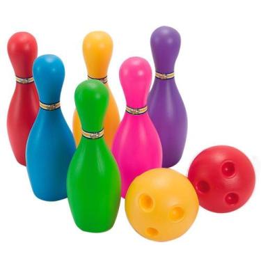 Imagem de Jogo de boliche plástico colorido 8 peças Lummar - LUMAR