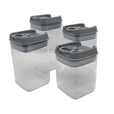 Imagem de NYP 4 Potes Herméticos Acrílicos com Tampa à Vácuo (400ml, 450ml, 500ml) para Alimentos Industrializados e Naturais