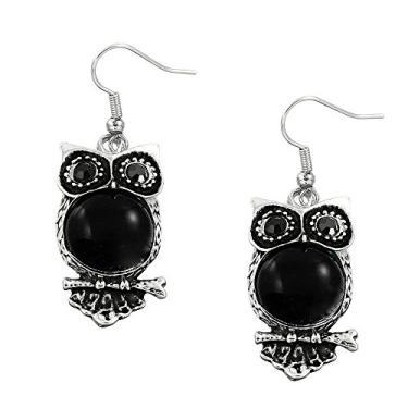 Imagem de Falari Natural Stone Owl Earring Black Onyx