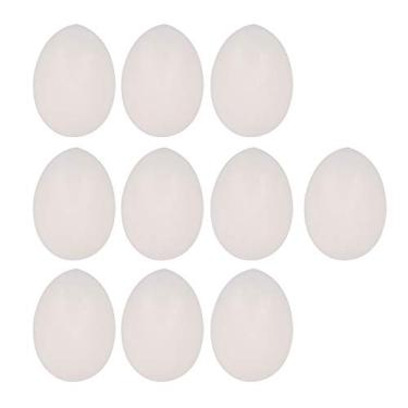 Imagem de BQLZR Ovos de plástico brancos sólidos ovos falsos para corrida saco de pombos Magic Trick Magician White Pacote com 10